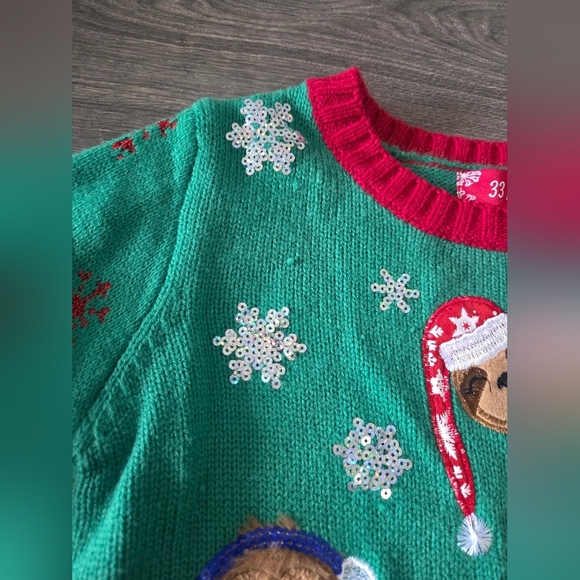 Girls sloth festive holiday sweater size 7 - Picture 3 of 4